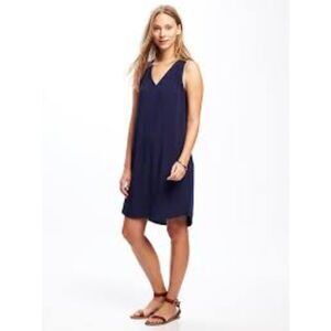 GAP Women's Medium Blue V-Neck‎ Sleeveless Tank Midi Dress